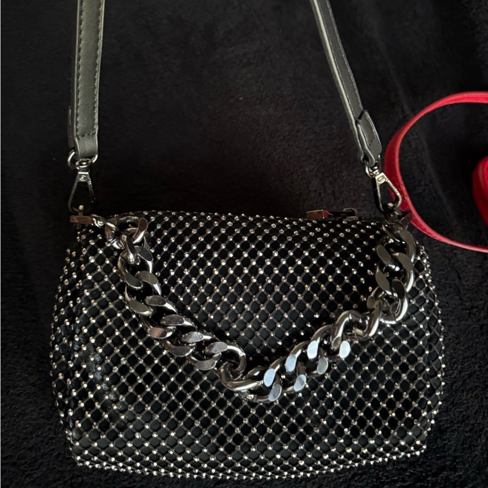 Aldo Black and Silver Crossbody Bag